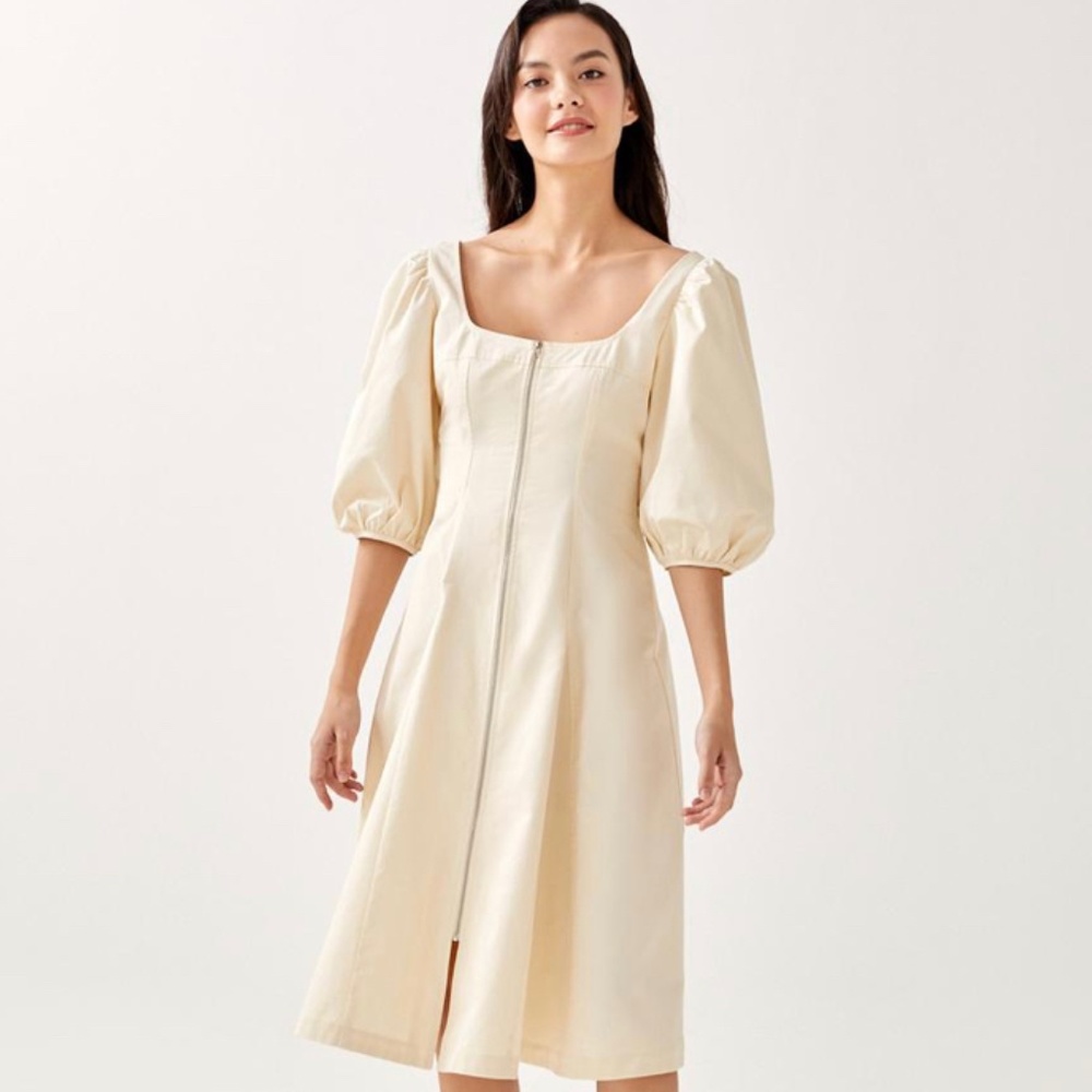 Zippered Bodice Midi Dress